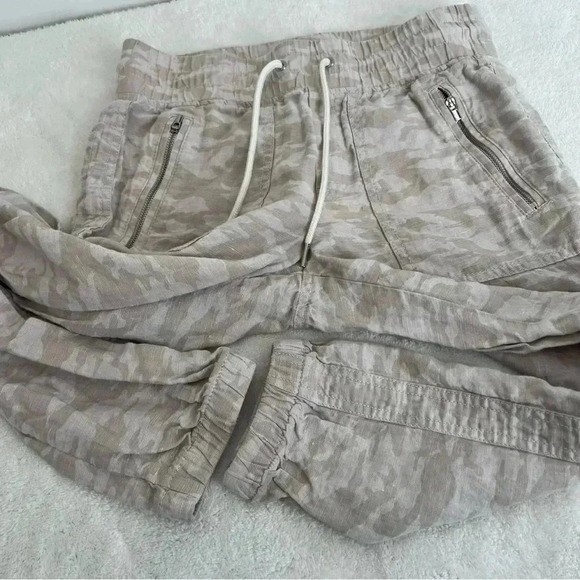 Athleta Tan Camo Print High Rise Cabo Tide Linen Jogger Pants - Picture 6 of 14